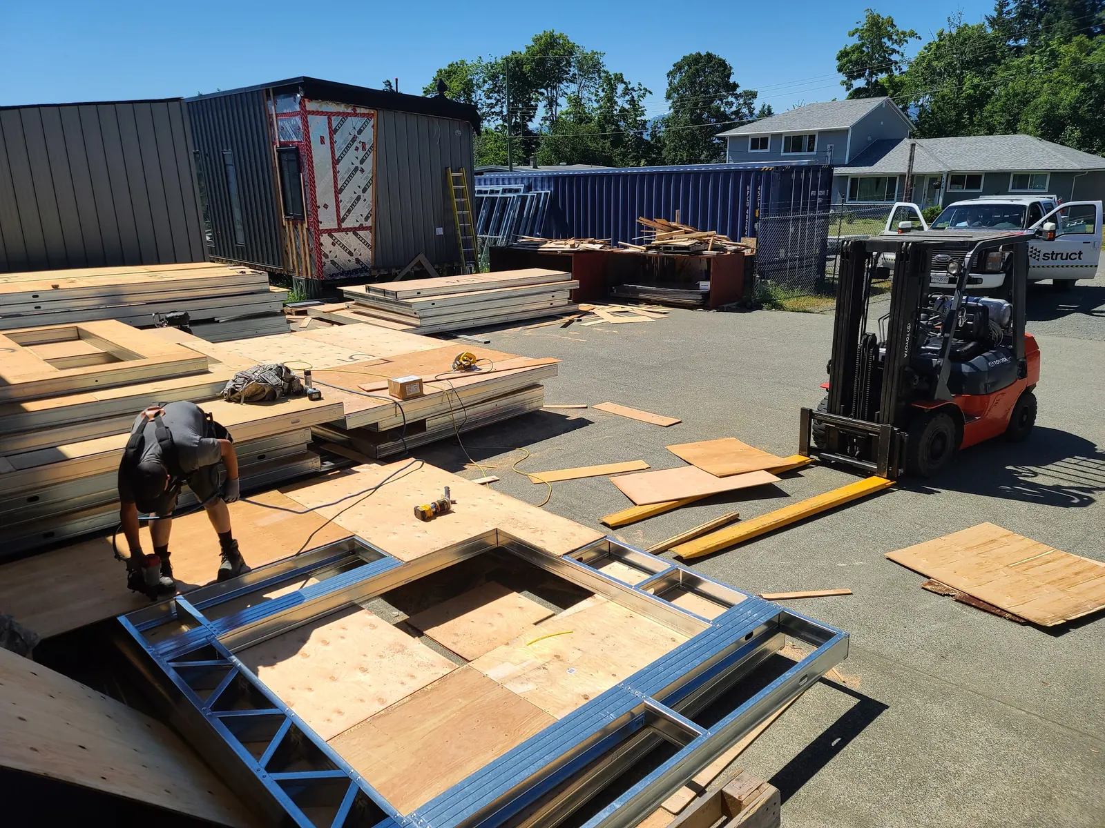Floor panel assembly in progress
