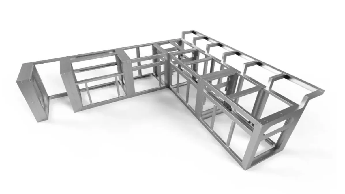 L-shaped galvanized steel outdoor kitchen frame