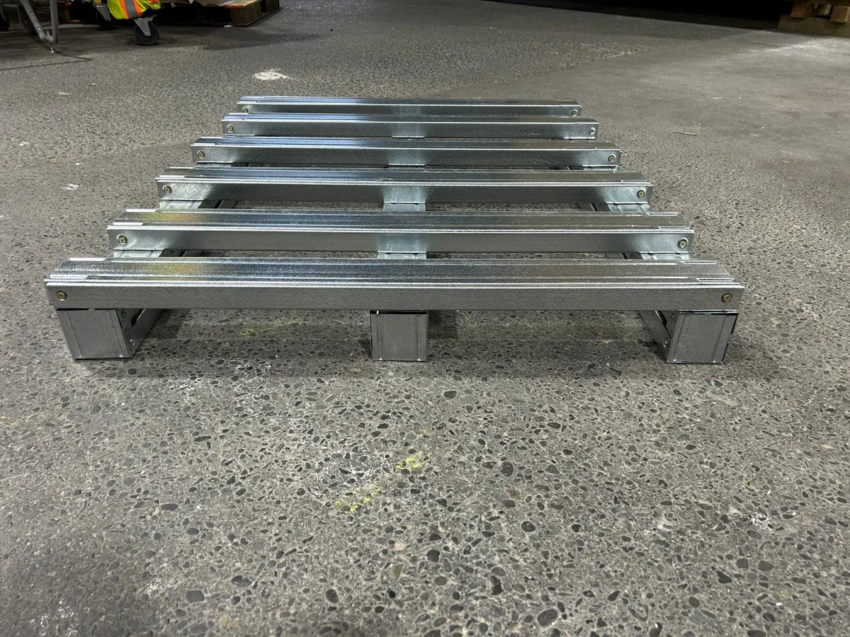 Galvanized steel pallets on the shop floor